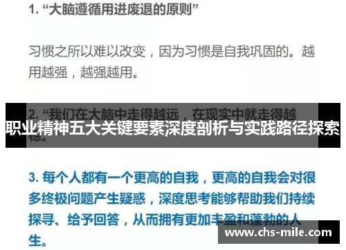 职业精神五大关键要素深度剖析与实践路径探索